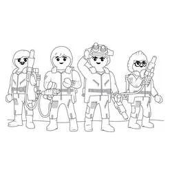 Dibujo de Playmobil Ghostbusters formando equipo para colorear