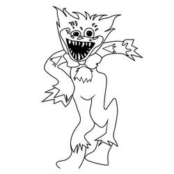 Dibujo de Huggy Wuggy con una amplia sonrisa dentada para colorear