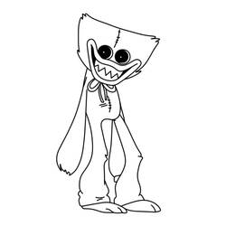 Dibujo de Huggy Wuggy sonriendo con una gran sonrisa para colorear