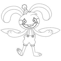Dibujo de Bunzo Bunny de pie con una gran sonrisa para colorear