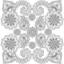 Dibujo de Mandala floral con motivos cachemira para colorear
