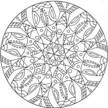 Dibujo de Mandala con pétalos de caleidoscopio para colorear