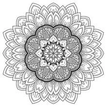 Dibujo de Mandala con pétalos de flor superpuestos para colorear
