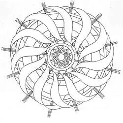 Dibujo de Mandala abstracto con pétalos en espiral para colorear Dibujo de Mandala abstracto con pétalos en espiral para colorear