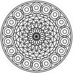 Dibujo de Mandala abstracto con estrella central y borde de círculos para colorear Dibujo de Mandala abstracto con estrella central y borde de círculos para colorear