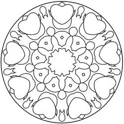 Dibujo de Mandala abstracto con corazones y pétalos para colorear Dibujo de Mandala abstracto con corazones y pétalos para colorear