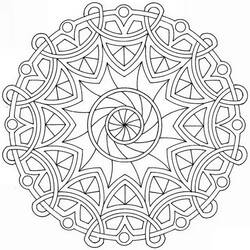 Dibujo de Mandala celta con espiral central para colorear
