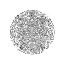 Dibujo de Mandala de tortuga con motivos tribales para colorear Dibujo de Mandala de tortuga con motivos tribales para colorear