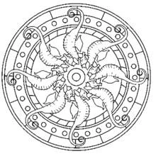 Dibujo de Caballitos de mar en mandala circular para colorear Dibujo de Caballitos de mar en mandala circular para colorear