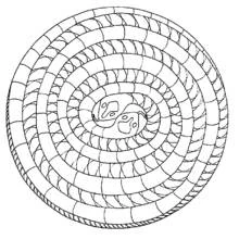 Dibujo de Serpiente enrollada en un mandala espiral para colorear Dibujo de Serpiente enrollada en un mandala espiral para colorear