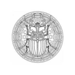 Dibujo de Mandala de animales con escarabajo central para colorear Dibujo de Mandala de animales con escarabajo central para colorear