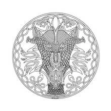 Dibujo de Mandala de dragón con escamas detalladas para colorear Dibujo de Mandala de dragón con escamas detalladas para colorear