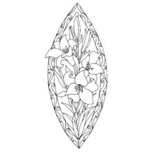 Dibujo de Mandala de flores de lirio en un marco puntiagudo para colorear Dibujo de Mandala de flores de lirio en un marco puntiagudo para colorear