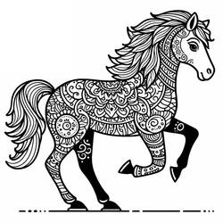 Dibujo de Mandala de caballo en movimiento para colorear Dibujo de Mandala de caballo en movimiento para colorear