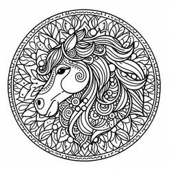 Dibujo de Mandalas de caballos con melena floral para colorear Dibujo de Mandalas de caballos con melena floral para colorear