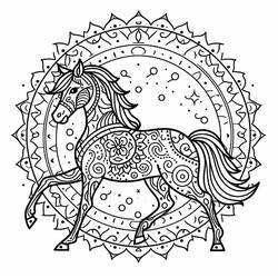 Dibujo de Mandalas de caballos al trote para colorear Dibujo de Mandalas de caballos al trote para colorear