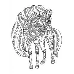Dibujo de Mandala de caballo con melena y cuerpo muy decorados para colorear Dibujo de Mandala de caballo con melena y cuerpo muy decorados para colorear