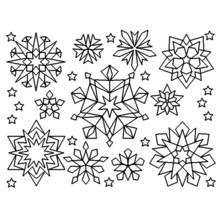 Dibujo de Colección de mandalas de copos geométricos para colorear