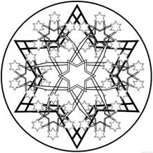 Dibujo de Mandala de copo con puntas de estrella para colorear