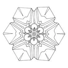 Dibujo de Mandala de copo con seis puntas simétricas para colorear