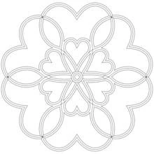 Dibujo de Mandala de corazón con bucles radiantes para colorear