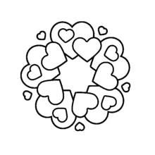 Dibujo de Mandalas de Corazón en círculo floral para colorear