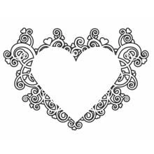 Dibujo de Mandala de corazón con adornos tipo encaje para colorear