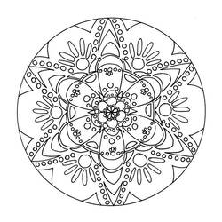 Dibujo de Mandala de flor con pétalos puntiagudos para colorear