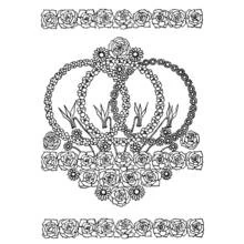 Dibujo de Mandala de corona floral con bordes de rosas para colorear