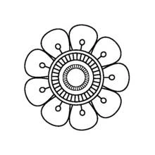 Dibujo de Mandala en forma de flor con pétalos redondeados para colorear