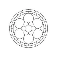 Dibujo de Mandala de flor con pétalos redondos para colorear