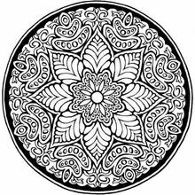 Dibujo de Mandala de flores con estrella de ocho puntas para colorear