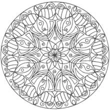 Dibujo de Mandala floral con formas de pétalos para colorear