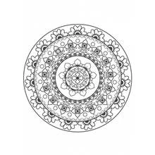 Dibujo de Mandala de flor con anillos concéntricos de pétalos para colorear