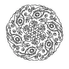 Dibujo de Mandala de flores con pétalos en forma de ojo para colorear
