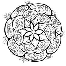 Dibujo de Mandala de flores con pétalos de rosa para colorear