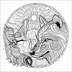 Mandalas de Lobos - Dibujos para colorear gratis