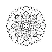 Dibujo de Mandala con pétalos en forma de hoja para colorear