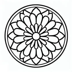 Dibujo de Rosetón floral con pétalos superpuestos para colorear