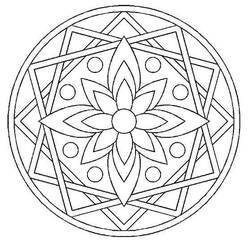 Dibujo de Rosetón con estrella y pétalos de flor para colorear