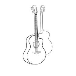 Dibujo de Guitarra, dos guitarras superpuestas para colorear