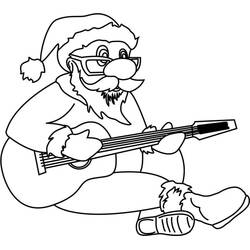 Dibujo de Papá Noel tocando la guitarra para colorear