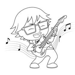 Dibujo de Niño tocando la guitarra para colorear