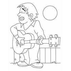 Dibujo de Hombre cantando junto a una cerca de madera para colorear
