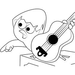 Dibujo de Calimero tocando la guitarra para colorear