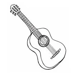 Dibujo de Guitarra con cuerdas y roseta para colorear