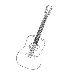 Dibujo de Guitarra en diagonal con boca circular para colorear