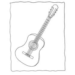 Dibujo de Guitarra clásica con cuerdas detalladas para colorear