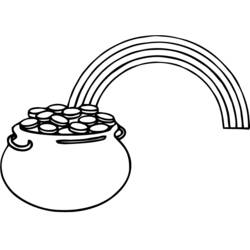 Dibujo de Arcoíris sobre un caldero de monedas para colorear Dibujo de Arcoíris sobre un caldero de monedas para colorear