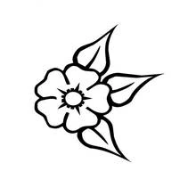Dibujo de Flor sencilla con dos hojas puntiagudas para colorear